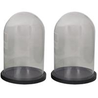 Set van 2x stuks glazen woondecoratie stolpen op zwart plateau - 22 cm - Woonaccessoires