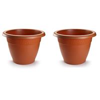 Forte Plastics 2x stuks bloempotten terra cotta rond diameter 45 cm - Bloemen/plantenbak/plantenpotten van kunststof