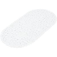 Witte anti-slip badmat 36 x 69 cm ovaal - Pebbles kiezels/kiezelstenen patroon - Badkuip mat - Schimmelbestendig - Grip mat voor in douche of bad