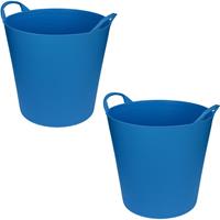 2x stuks flexibele emmers/wasmanden/kuipen 20 liter - Opbergmand - Wasmand - Flexibele emmer