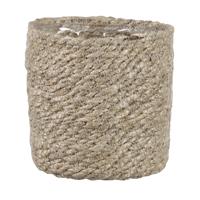 Mica Decorations Naturel rotan planten/bloemen pot mand van gedraaid jute/riet H12 en D12 cm - Met plastic binnenkant