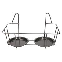 Dubbele antraciet grijs bloempot muurhangers voor potmaat 20 cm metaal - Muurpothangers voor plantenbakken/bloembakken - Tuin/muur decoraties