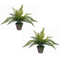 Mica Decorations 2x stuks varen kunstplanten/kamerplanten groen H40 cm x D36 cm -