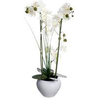 Atmosphera Orchidee bloemen kunstplant in witte bloempot - witte bloemen - H53 cm -