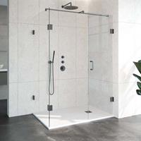 Bewonen Sean 4JC10 douchecabine zij-instap met vaste zijwand 140x90cm gunmetal geborsteld