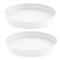 2x Stuks Bloempot Kunststof Onderschalen Toscane Wit D15 Cm - Plantenpotten