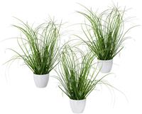 Creativ green Kunstgras Grasmix set van 3, in een decoratieve plastic pot