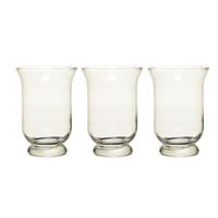 Bellatio Set van 3x stuks kelk vaas/vazen van glas 19,5 cm - Bloemen of boeketten vazen