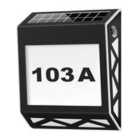 HOFTRONICâ¢ Numa Design huisnummerverlichting Solar - Geschikt voor buiten IP65 - Sfeervol 3000K warm wit licht - Zwart - 2 jaar garantie