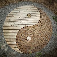 Karo-art Poster - Houten Yin & Yang, Inspiratie in hout, Premium Print, incl bevestigingsmateriaal