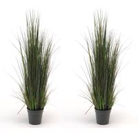 Emerald Set van 2x stuks kunstplanten groen gras sprieten 90 cm. -