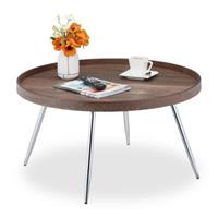 RELAXDAYS Runder Beistelltisch braun/silber