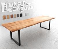 DELIFE Esstisch Edge 300x100 XL Akazie Natur Metall schwarz Live-Edge