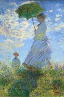 Karo-art Poster - Woman with parasol, Vrouw met een parasol, 1875 Claude Monet schilderij, premium kwaliteit