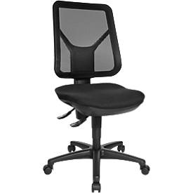 Topstar bureaustoel ERGO NETZ, permanent contact, zonder armleuningen, gazen rugleuning, ergonomisch gevormde wervelsteun, zwart