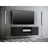 VCM TV Schrank Lowboard Tisch Board Fernseh Sideboard Wandschrank Jusa, Breite: 115 cm schwarz