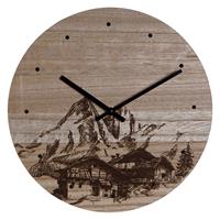 DKD Home Decor Wanduhr  Berg Schwarz Holz MDF (30 x 30 x 1.5 cm)