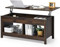 costway Bovenkant Optillen Salontafel Moderne Hef Tafelblad Opslag Koffietafel Multifunctionele Accent Meubilair Bruin/Zwart//Eiken/Wit
