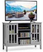 COSTWAY Fernsehschrank Lowboard TV Ständer 3-stufig grau