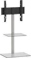 VCM TV-Standfuß LED Ständer Fernseh Standfuss Stahl Glas Universal Alani Zwischenboden Universell VESA silber