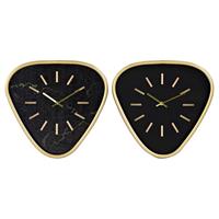 DKD Home Decor Wanduhr  Schwarz Metall Golden (2 pcs) (40 x 6 x 38 cm)