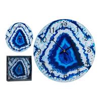 Gift Decor Wanduhr Blau Kristall (30 x 4 x 30 cm)