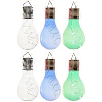 Lumineo 6x Buitenlampen/tuinlampen Lampbolletjes/peertjes 14 Cm Transparant/blauw/groen - Buitenverlichting