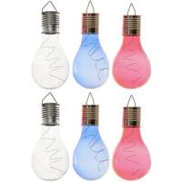 Lumineo 6x Buitenlampen/tuinlampen Lampbolletjes/peertjes 14 Cm Transparant/blauw/rood - Buitenverlichting