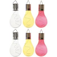 Lumineo 6x Buitenlampen/tuinlampen Lampbolletjes/peertjes 14 Cm Transparant/geel/rood - Buitenverlichting