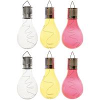 Lumineo 6x Buitenlampen/tuinlampen Lampbolletjes/peertjes 14 Cm Transparant/geel/rood - Buitenverlichting