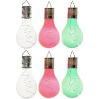Lumineo 6x Buitenlampen/tuinlampen Lampbolletjes/peertjes 14 Cm Transparant/groen/rood - Buitenverlichting