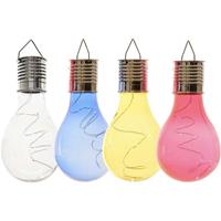 Lumineo 4x Buitenlampen/tuinlampen Lampbolletjes/peertjes 14 Cm Transparant/blauw/geel/rood - Buitenverlichting