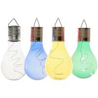 Lumineo 4x Buitenlampen/tuinlampen Lampbolletjes/peertjes 14 Cm Transparant/blauw/groen/geel - Buitenverlichting