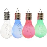Lumineo 4x Buitenlampen/tuinlampen Lampbolletjes/peertjes 14 Cm Transparant/blauw/groen/rood - Buitenverlichting