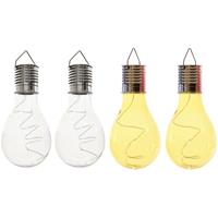 Lumineo 4x Buitenlampen/tuinlampen Lampbolletjes/peertjes 14 Cm Transparant/geel - Buitenverlichting