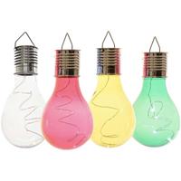 Lumineo 4x Buitenlampen/tuinlampen Lampbolletjes/peertjes 14 Cm Transparant/groen/geel/rood - Buitenverlichting