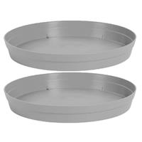 2x Stuks Bloempot Kunststof Onderschalen Toscane Grijs D23 Cm - Plantenpotten
