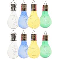 Lumineo 8x Buitenlampen/tuinlampen Lampbolletjes/peertjes 14 Cm Transparant/blauw/groen/geel - Buitenverlichting