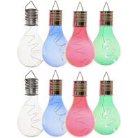 Lumineo 8x Buitenlampen/tuinlampen Lampbolletjes/peertjes 14 Cm Transparant/blauw/groen/rood - Buitenverlichting