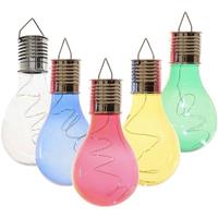Lumineo 5x Buitenlampen/tuinlampen Lampbolletjes/peertjes 14 Cm Transparant/blauw/groen/geel/rood - Buitenverlichting