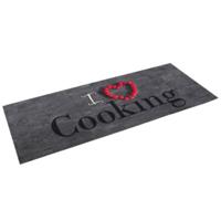 Pergamon Küchenläufer Teppich Trendy I Love Cooking Teppichläufer grau Gr. 45 x 145