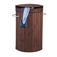 RELAXDAYS 1 x Wäschekorb Bambus mit Deckel braun dunkelbraun