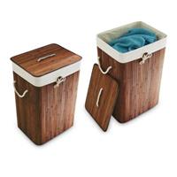 RELAXDAYS 2 x Wäschekorb Bambus eckig braun