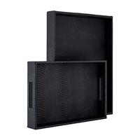 Richmond-interiors Dienblad Blane zwart croco set van 2
