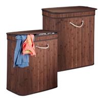 RELAXDAYS 2 x Wäschekorb Bambus eckig braun