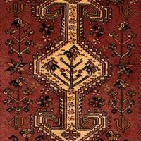 Morgenland Hochflor-Läufer Shiraz Medaillon Marrone 394 x 93 cm, rechteckig, 1 mm Höhe, Unikat mit Zertifikat