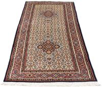 Morgenland Hochflor-Läufer Moud Medaillon Beige 195 x 80 cm, rechteckig, 1 mm Höhe, Handgeknüpft