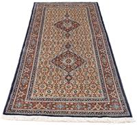 Morgenland Hochflor-Läufer Moud Stark Gemustert Beige 195 x 80 cm, rechteckig, 1 mm Höhe, Handgeknüpft