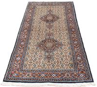 Morgenland Hochflor-Läufer Moud Durchgemustert Beige 195 x 80 cm, rechteckig, 1 mm Höhe, Handgeknüpft