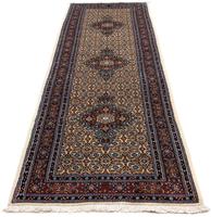 Morgenland Hochflor-Läufer Moud Medaillon Beige 297 x 77 cm, rechteckig, 1 mm Höhe, Unikat mit Zertifikat